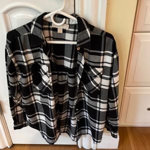 Darling black and white Michael Kors flannel button down